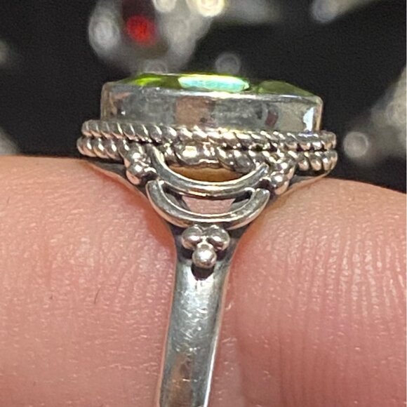 Ring Size 7.5 Tourmaline Green Sterling Silver 925 Women Semi-Precious Stone - Picture 2 of 12